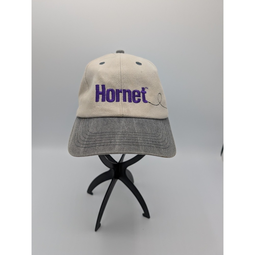 Vintage K-Products Hornet Herbicide Embroidered Hat Gray Leather Strapback.